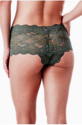 Calcinha Caleçon Renda Deep Green