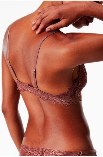 Sutiã Top Triângulo Renda Mocha Mousse