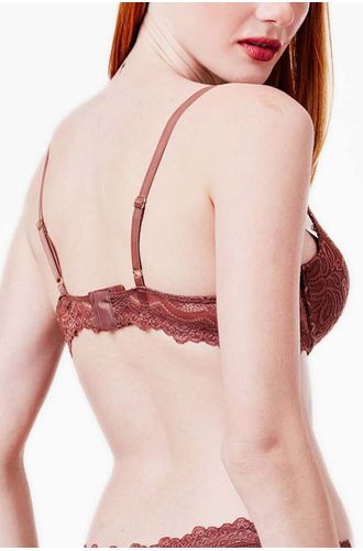 Sutiã Push Up Renda Mocha Mousse