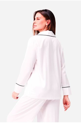Pijama Longo Botões Cetim Paris