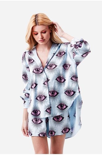 Pijama Curto Manga Longa Cetim Nicole
