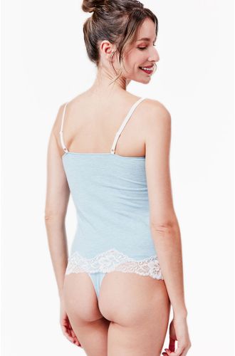 Camisete Alça Regata Flower Cotton Summer Blue