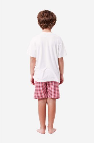 Pijama Curto Manga Curta Tricoline Mini Masculino HoHoHo