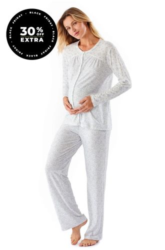 Pijama Longo Malha Lily Maternidade