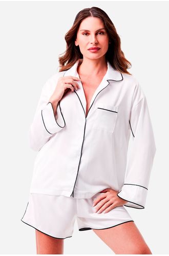 Pijama Curto Botões Cetim Paris