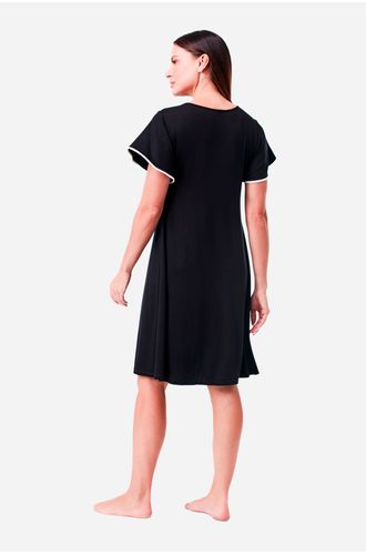 Camisola Curta Manga Curta Polo Malha Selene Preta