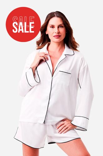 Pijama Curto Botões Cetim Paris